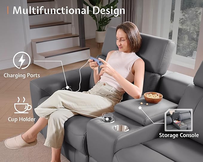AMERLIFE Power Recliner Sectional Sofa