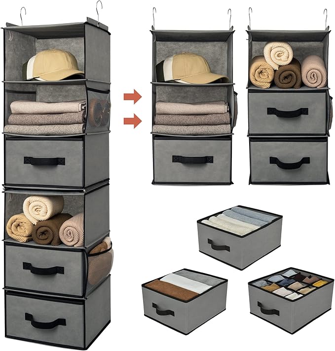 GRANNY SAYS 6-Shelf Hanging Closet Organizer, Separable to 2 Pack 3-Shelf