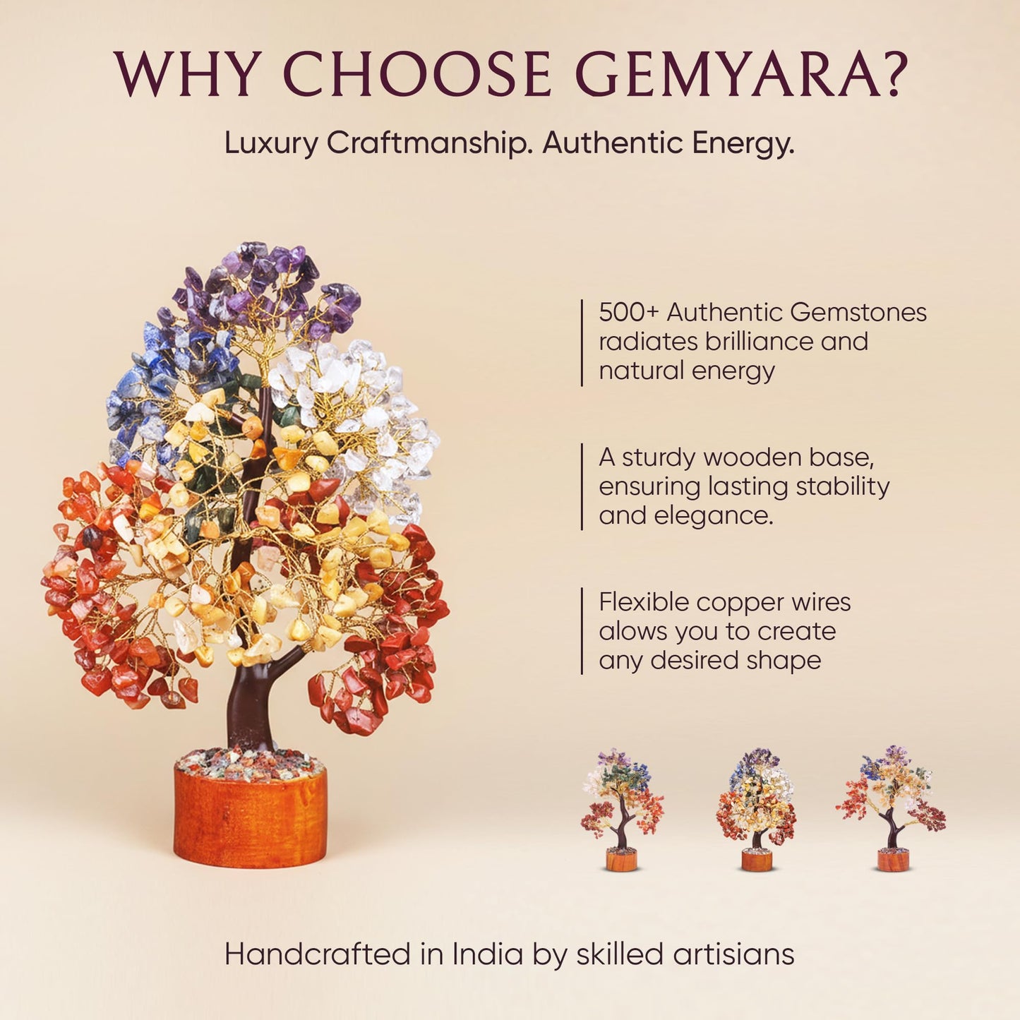 GEMYARA Crystal Tree with 500 Crystals and Healing Stones –Mom Birthday Gifts for Women, Office Desk Decor, Living Room Decor – Gift-Ready in Magnetic Box,Tree of Life for Luck & Positivity