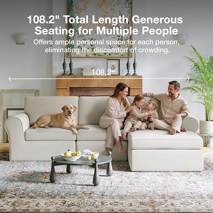 Novilla 138" Modular Sectional Sofa, Modular Sectional Couches