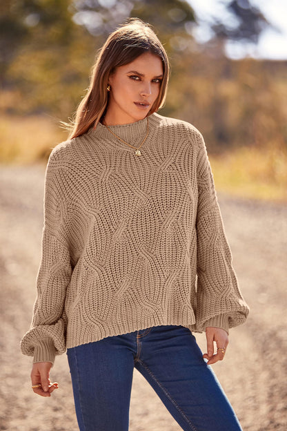 PRETTYGARDEN Women's Fall Oversized Pullover Sweaters Casual Crewneck Long Sleeve Chunky Cable Knit Tops Winter Clothing