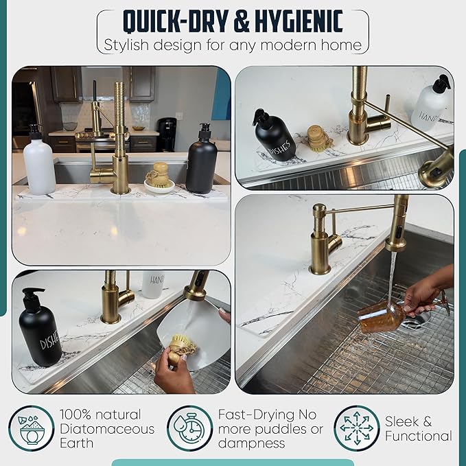 Faucet Splash Guard for Kitchen Sink – Super Absorbent Diatomite Stone Mat