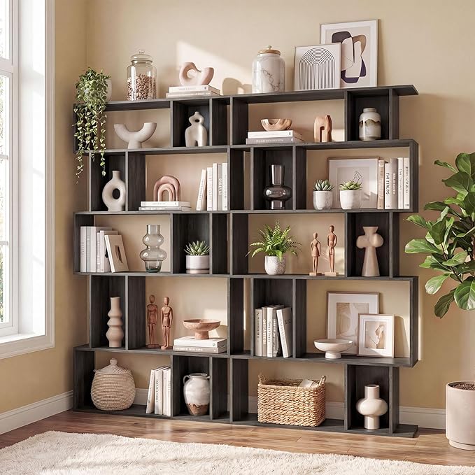 Giantex 5-Tier Bookshelf, 10-Cube Geometric Book Case