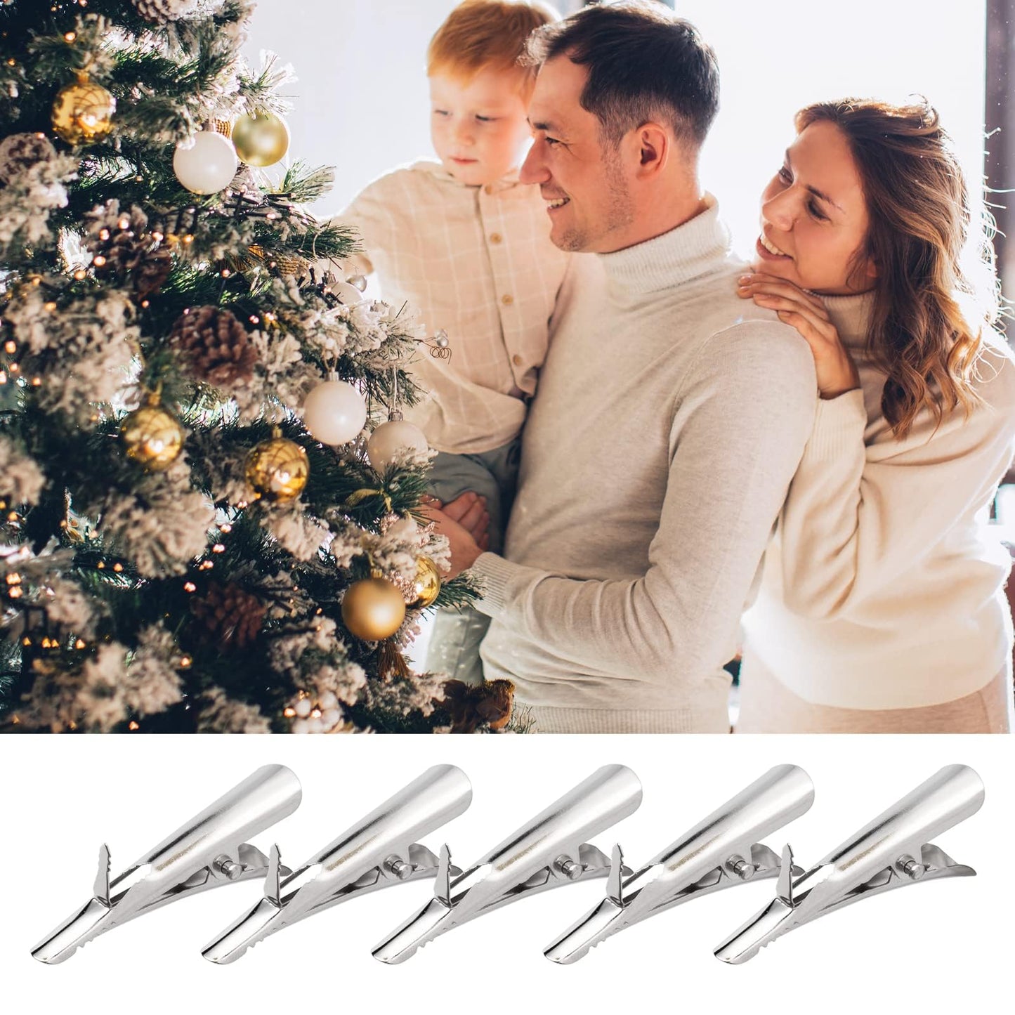 48Pcs Metal Clips, Small Roach Clips for Christmas Flowers Decorations Tree, Christmas Ornaments Clips Accessories, 4.5cm/1.7inch Spring Clips for Artificial Flower DIY Card Photo Memo Clip
