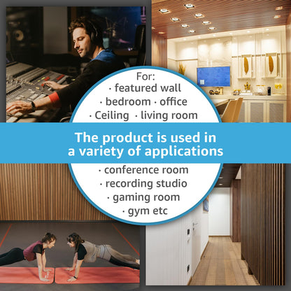 Art3d 4pcs-107 x 8in Slat Acoustic Panel for Wall and Ceiling, 3D Fluted Sound Absorbing Panel with Wood Finish, Black