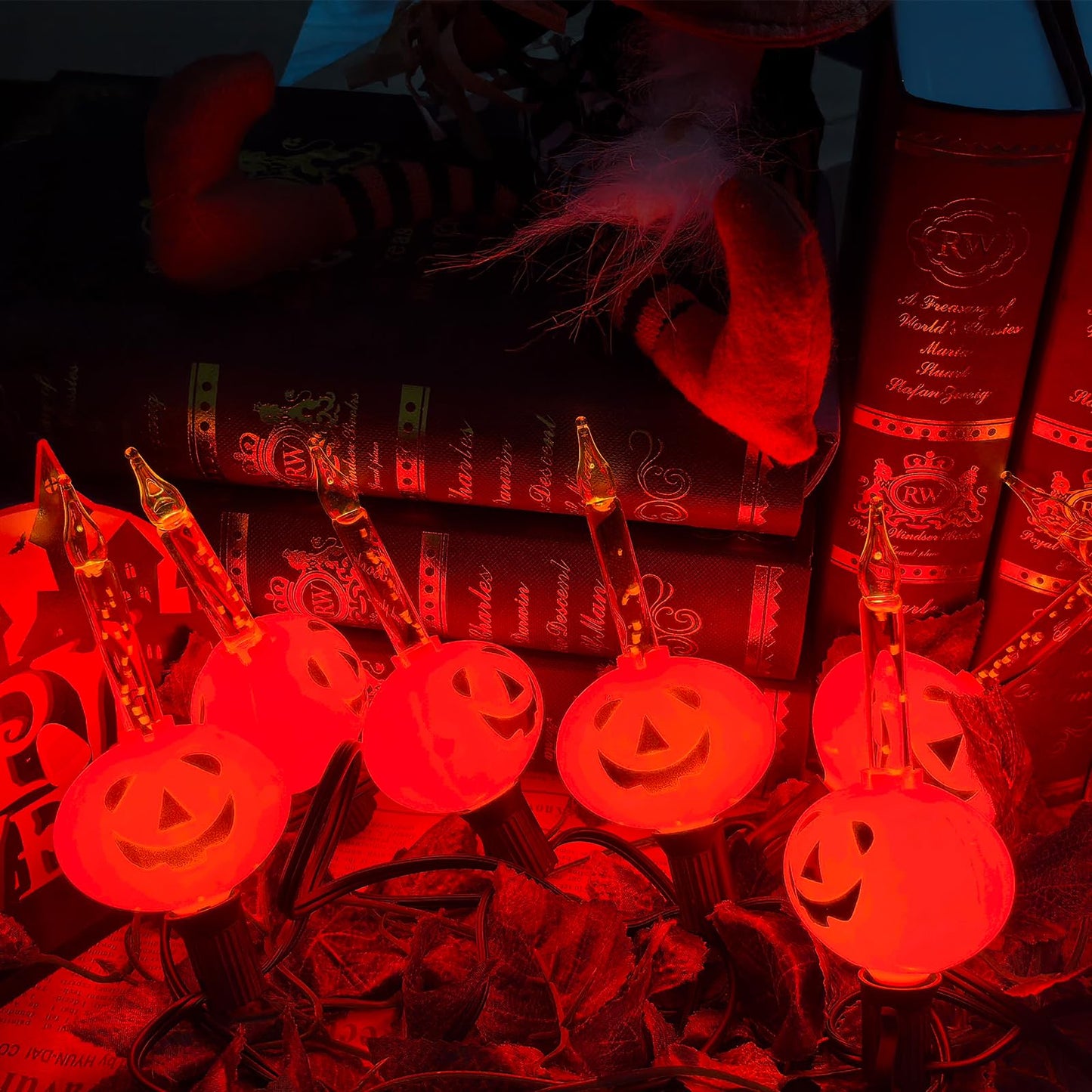 GOOTHY Halloween Pumpkin Bubble Lights, 11Ft Outdoor Halloween Decorations String Light with 8 Jack O' Lantern Pumpkin Bubble Lights for Outdoor Christmas Tree Party