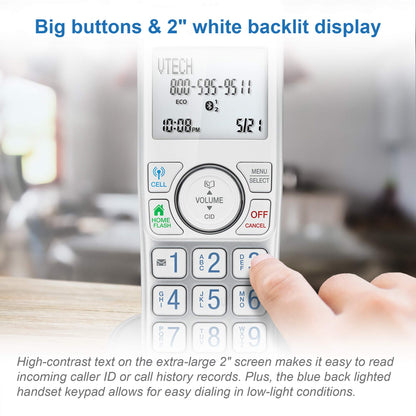 VTech VS112-4 Bluetooth 4 Handset Cordless Phone for Home with Answering Machine, Call Blocking, Caller ID, Intercom and Connect to Cell