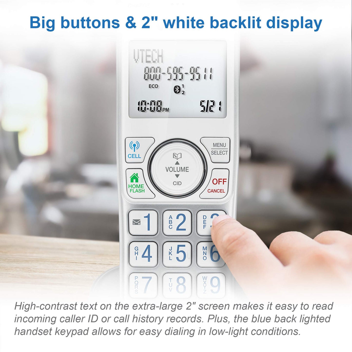 VTech VS112-4 Bluetooth 4 Handset Cordless Phone for Home with Answering Machine, Call Blocking, Caller ID, Intercom and Connect to Cell