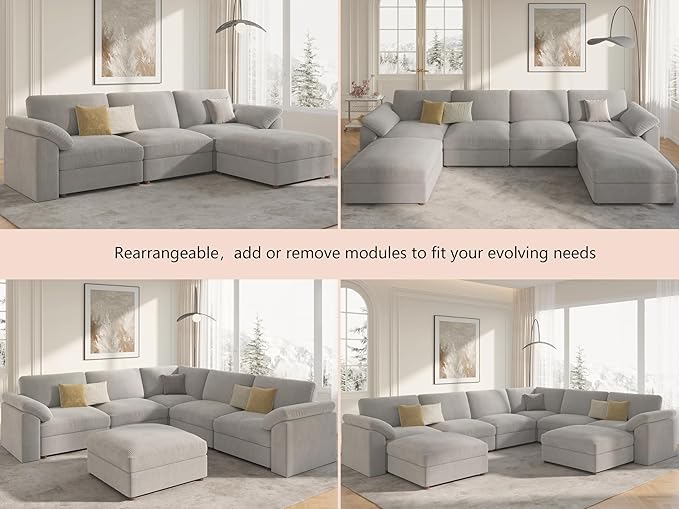 EASE MOOSE Oversized Sectional Modular Sofa, Large Sectional Couch Wide Deep