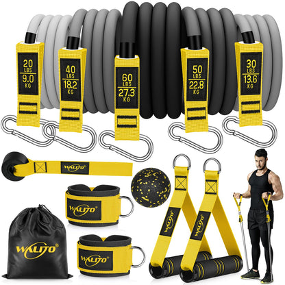 WALITO Resistance Bands Set - Exercise Bands with Handles, Door Anchor, Legs Ankle Straps, for Heavy Resistance Training, Physical Therapy, Muscle Training, Yoga, Home Workouts, Gym