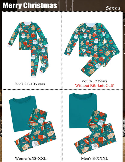 QUNISY Family Pajamas Christmas Matching Sets Xmas Family Pjs Set Couple Holiday Jammies Women/Men Festival Sleepwear Adult and Kids Santa 6T