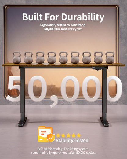 BIZUM Electric Standing Desk 60 x 24 Inch Computer Desk-Gaming Desk Rustic Brown Home Office Desks Height Adjustable Memory Stand Up Computer Workstation
