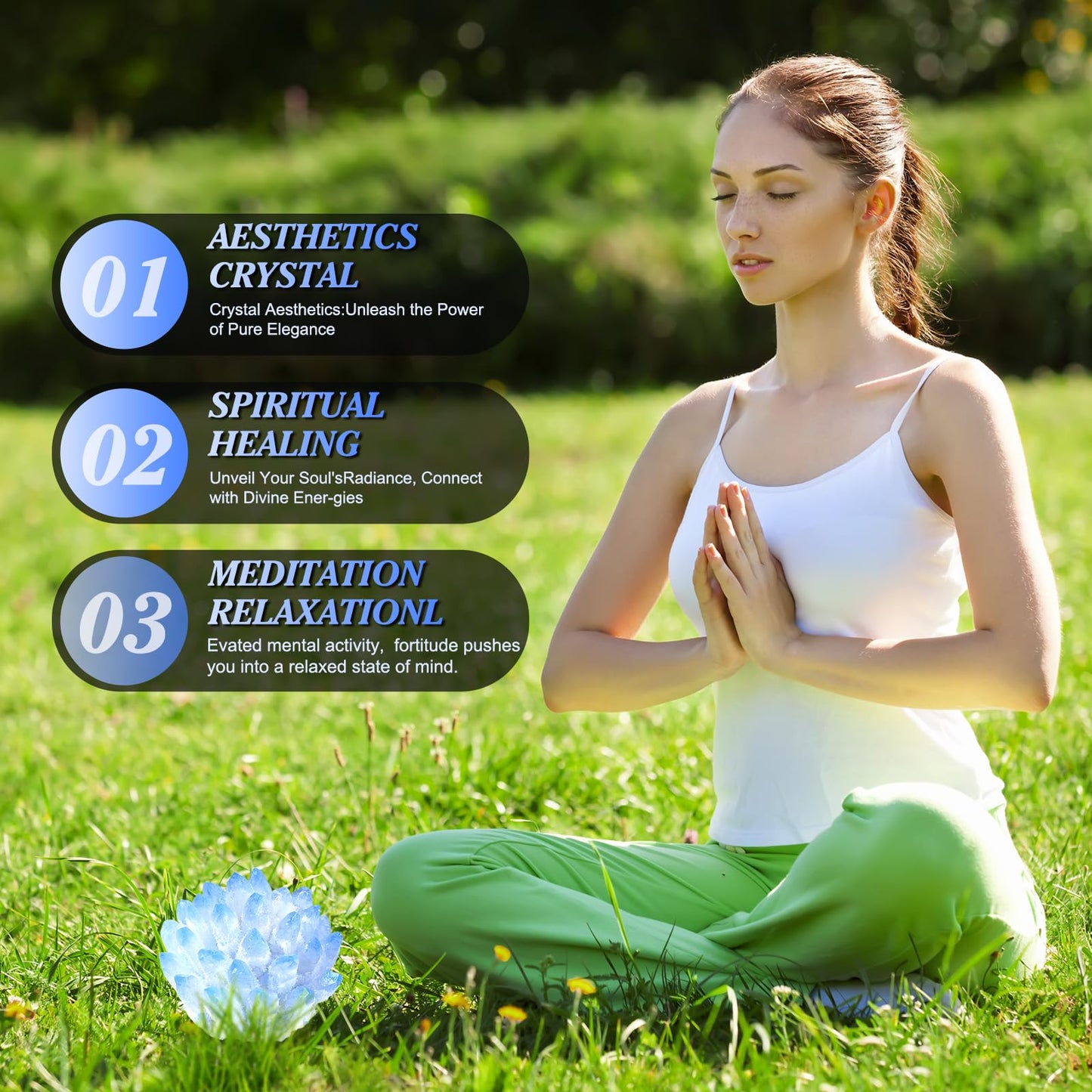 Natural Crystal Cluster Clear Quartz Mineral Crystal Cluster Cluster Healing Ornament Hue Reflection Feng Shui Home Decor (Blue)