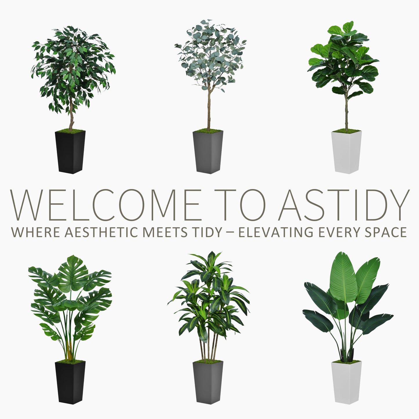 ASTIDY Artificial Ficus Tree 5FT - Faux Indoor Tree with White Tall Planter - Fake Ficus Floor Plant Potted - Artificial Silk Tree for Home Office Living Room Decor Indoor