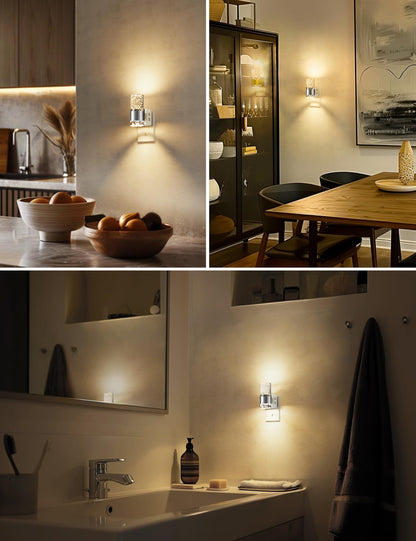 L LOHAS LED Night Light,Dimmable Night Lights Plug into Wall, 2 Pack Acrylic Nightlights with 0-100 LM Adjustable Brightness, 3000K Plug in Night Light with Dusk to Dawn Sensor, for Bathroom Hallway