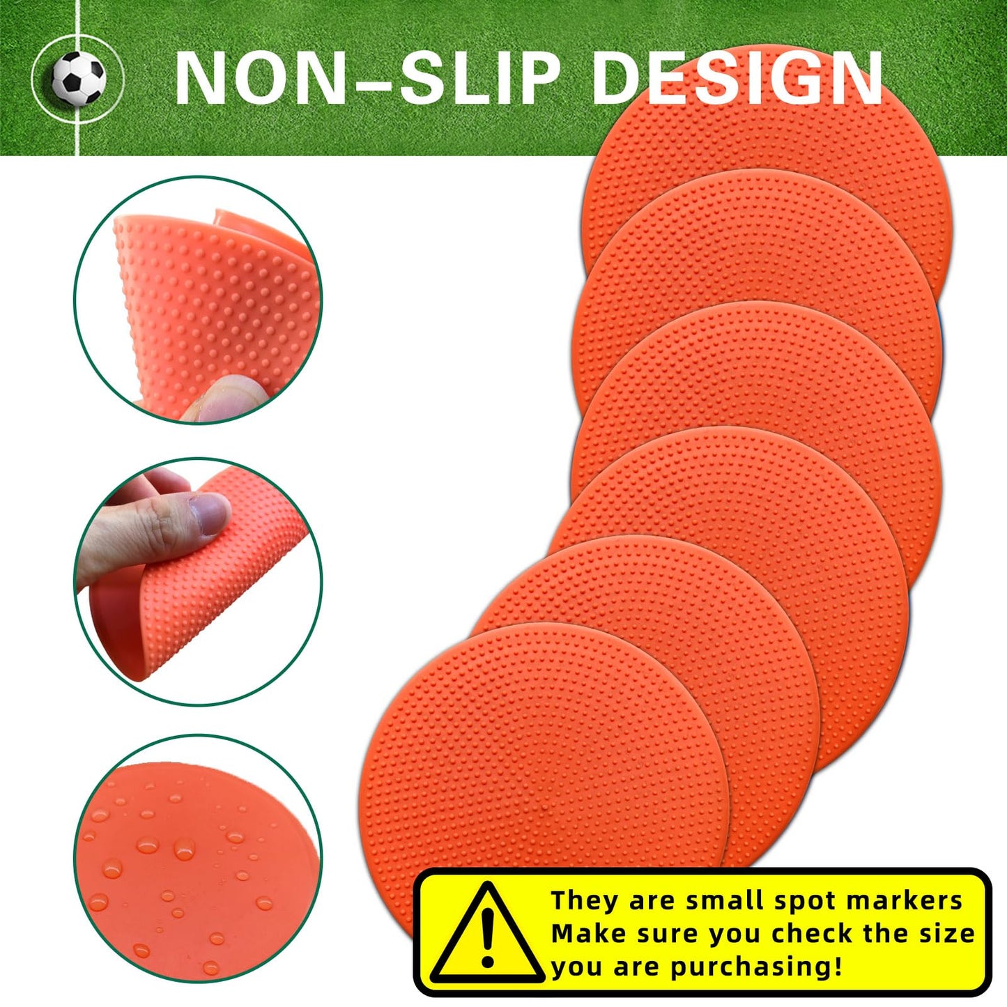 PIKZH Poly Spot Markers 4.73 inch 24 Pcs Non-Slip Rubber Agility Training Markers Floor Dots Flat Field Cones for Football Soccer Basketball School Exercise Drills, Gym Dance Practice TPE Orange Red