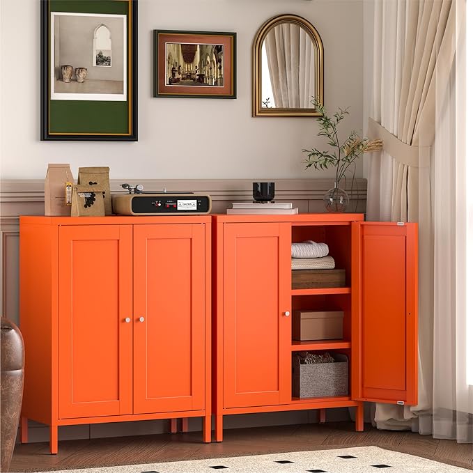 YAUWOH Metal Bathroom Storage Cabinet, Bathroom Floor Storage Cabinet