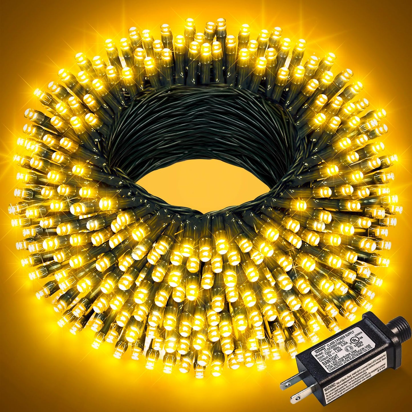 Nielfoi 100FT 300 LED Christmas Lights Outdoor, Warm White Christmas Tree Lights with 8 Modes Waterproof, Connectable Green Wire String Lights Indoor for Patio Garden Xmas Party Decorations
