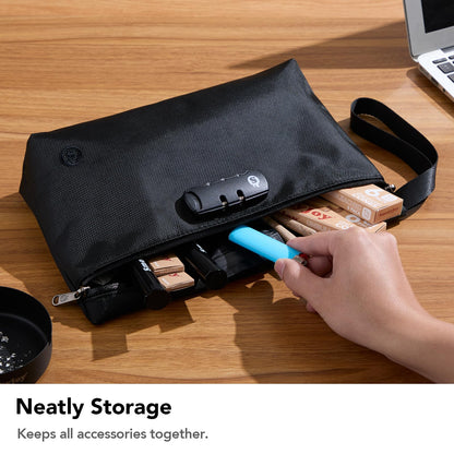 Smell Proof Bag with Combination Lock, Container Box Odor Proof Safe Travel Storage Case Odorless Organizer Gift for Friend, Black