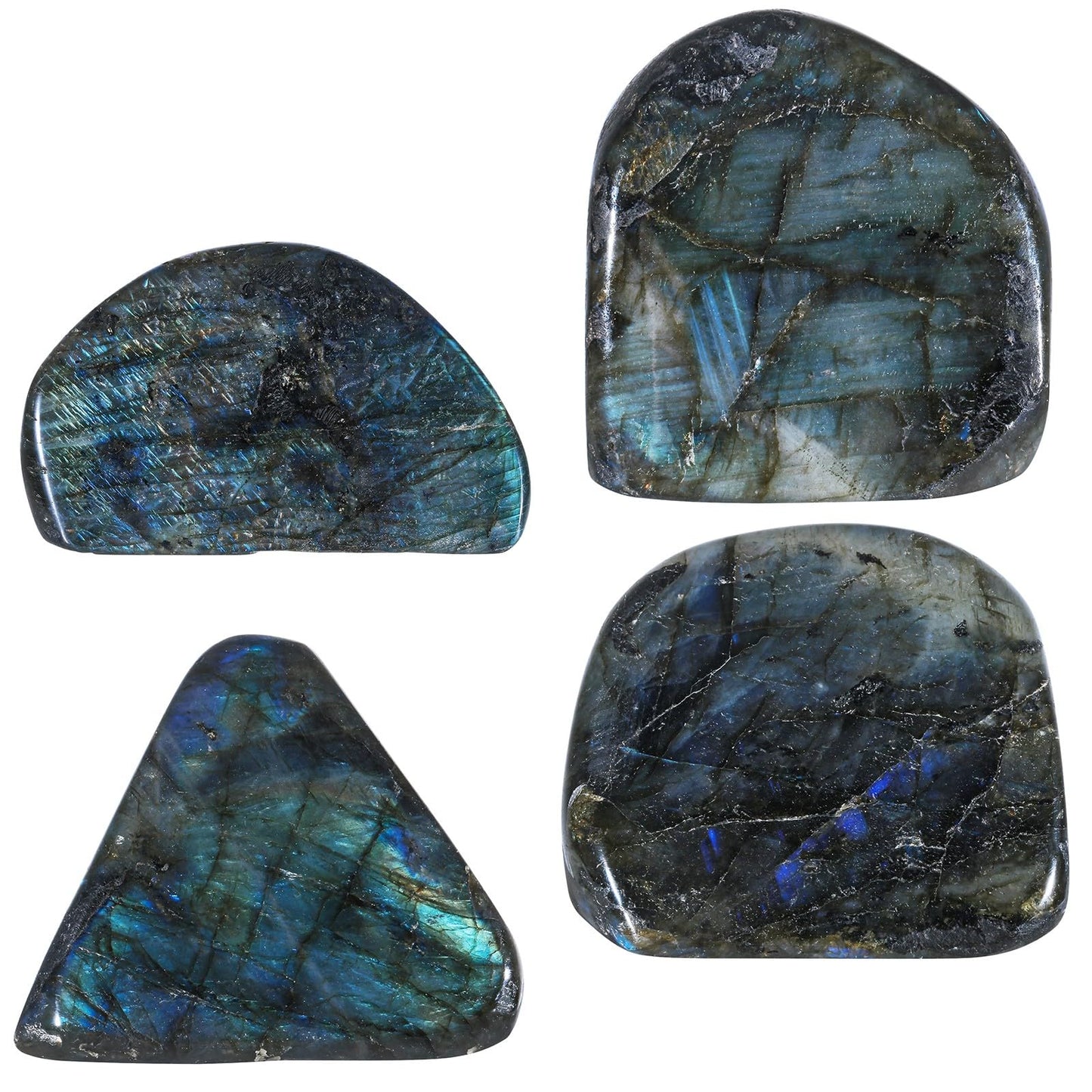 TUMBEELLUWA 0.66-0.88 LB Natural Polished Labradorite Stone Slab for Reiki Healing, Self Standing Crystal Palm Stone for Table Desk Decor