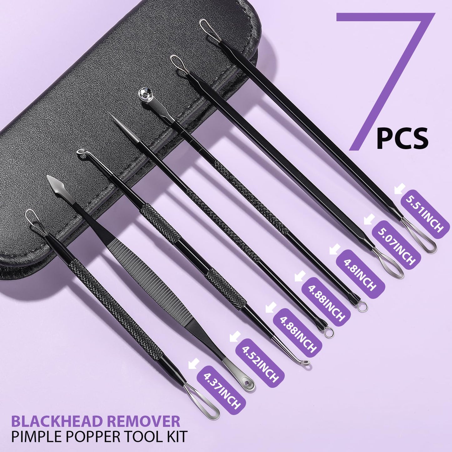 Teenitor 7 in 1 Blackhead Remover Tools, Surgical Grade Pimple Popper Tool Kit, Blackhead Extractor, Pimple Extractor, Black Head Remover for Face Nose