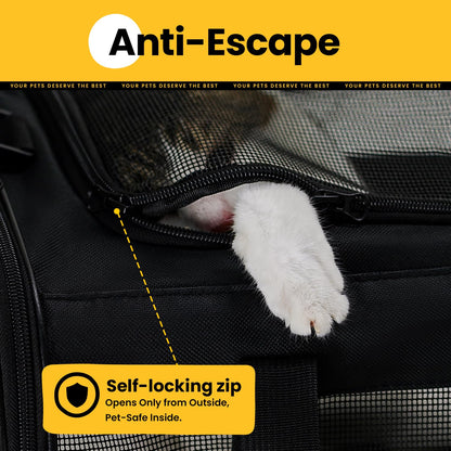 Conlun Cat Carrier Bag,Soft-Sided Pet Carriers for Dogs with 4-Sided Mesh,Airline Approved Cat Transport Carrier for Small&Medium Cats Kitten Puppy Up to 6Kg,Collapsible Cat Travel Carrier-M,Black