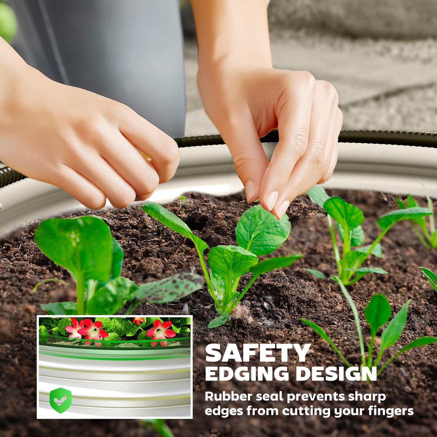 Outsunny Galvanized Raised Garden Bed Set of 2, Planters for Outdoor Plants with Safety Edging, Easy-to-Assemble Stock Tanks for Growing Flowers, Herbs and Vegetables, 2' x 2' x 1', Silver