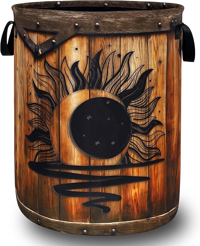 Moon Laundry Basket Oxford Cloth Vintage Stars Wooden Sun Laundry Hamper