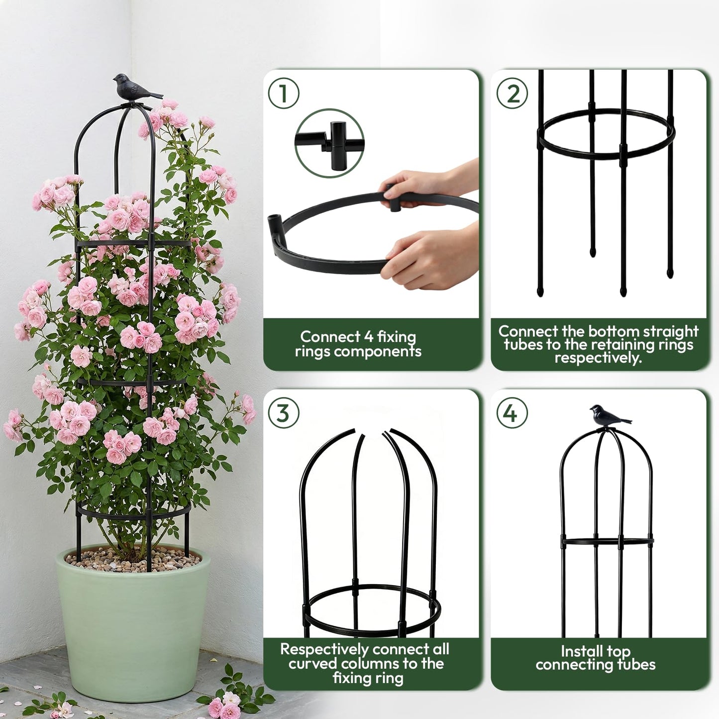 2 Pack Garden Obelisk Trellis for Climbing Plants, 6FT Plant Cages and Supports, Tomato Cage Tall Plant Stakes Indoor & Outdoor, Trellis for Potted Plants, Vegetables, Fruits, Flowers, Pots, Vines