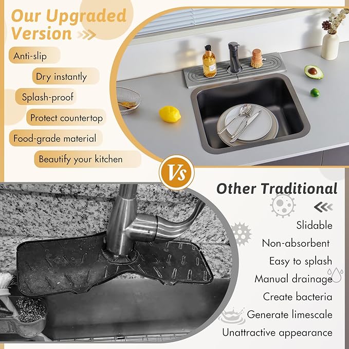 Diatomite Kitchen Sink Water Splash Guard, Modern Stylish Faucet Handle Drip