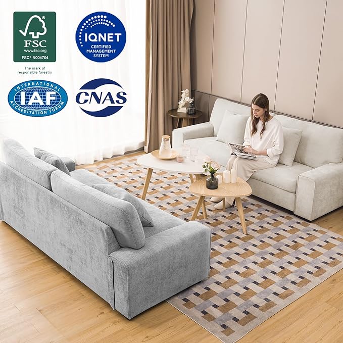 DOPEDIO Modern Living Room Sofa Set, 88.58" Chenille Loveseat