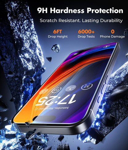 UNBREAKcable 2-Pack Screen Protector for iPhone 16e/13/13 Pro/14, Double Shatterproof Tempered Glass [Easy Installation] [9H Hardness] [99.99% HD] [Case Friendly] for Apple 13 Pro/13/14/16e 6.1 inch