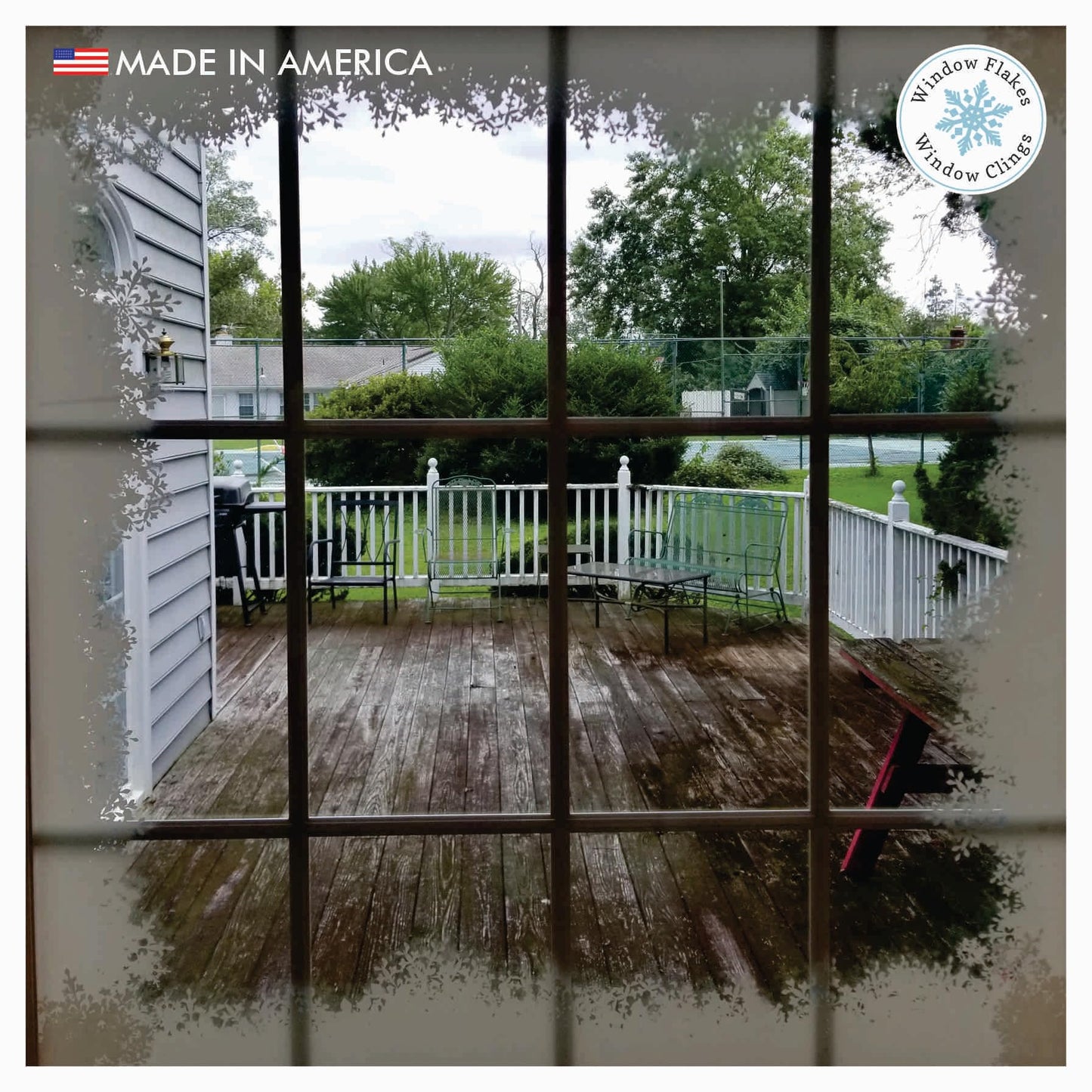 39" Christmas Window Cling Decal Window Sticker, Fluffy Snow Window Border Christmas Decoration, Home Decor, Reusable, Non-Adhesive, Holiday Window Stickers for Windows and Doors. Made in America.
