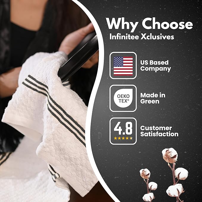 Infinitee Xclusives Premium Dish Cloth 100% Cotton 12 x 12 Inches |Pack of 4|