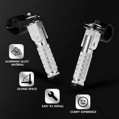 90 Degree Foldable Footpegs M8 Motorcycle Foot Pegs CNC Anti-Skid Footrest Passenger Pedal for Motorbike Mini Bike Dirt Pit Bike (Silver)