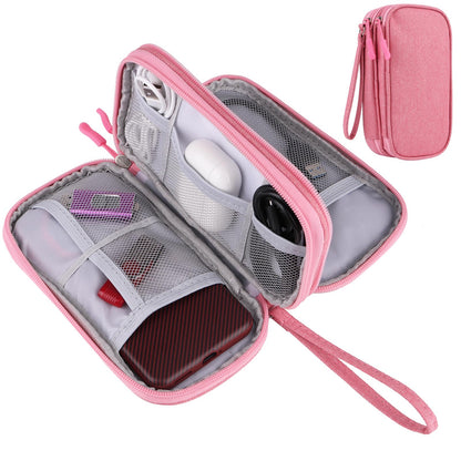 Pink Travel Gadget Bag - Ultimate Cable &accessories Organizer for Chargers, Phones & Memory Cards