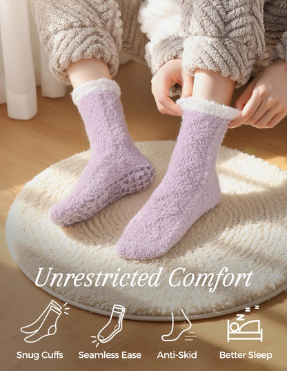 TEHOOK Warm & Cozy Valentines Gifts for Women, Fluffy Fuzzy Plush Sleeping Slipper Socks - Soft Warm Fabric
