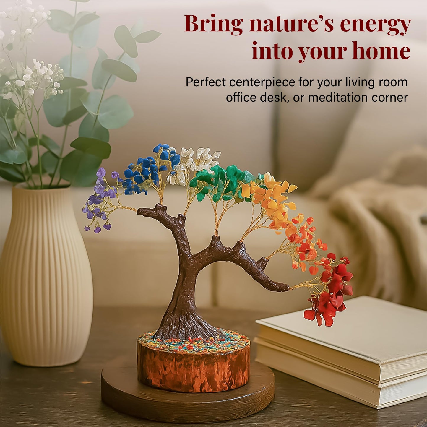 Crocon® 7 Chakra Bonsai Crystal Tree, Healing Crystals Home Decor | Spiritual Gift, Birthday Gifts Women, Mom, Sister | Housewarming Gifts New Home | Meditation Decor, Gift for Her Grandma