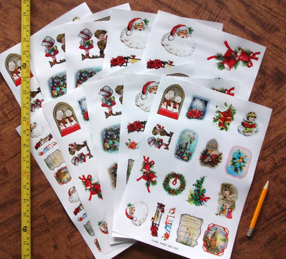 Decoupage Paper Pack (10sheets A4 / 8"x12") Vintage Christmas Santa Gift Tree FLONZ Vintage Ephemera