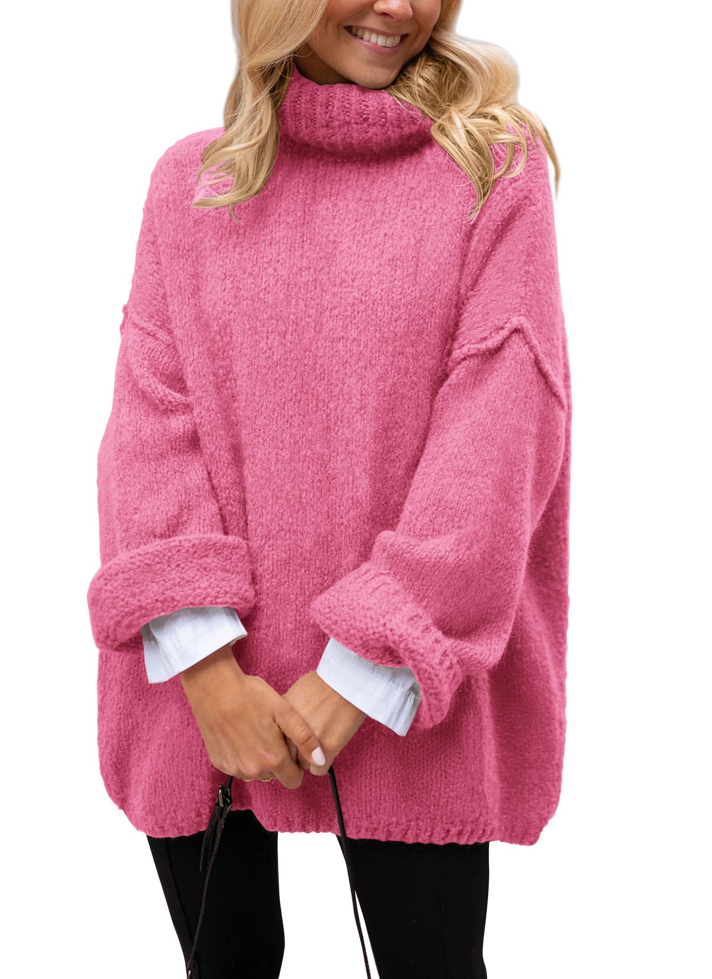 PRETTYGARDEN Oversized Sweaters for Women 2025 Chunky Turtleneck Sweater Fall Clothes Long Sleeve Tops Winter Clothing