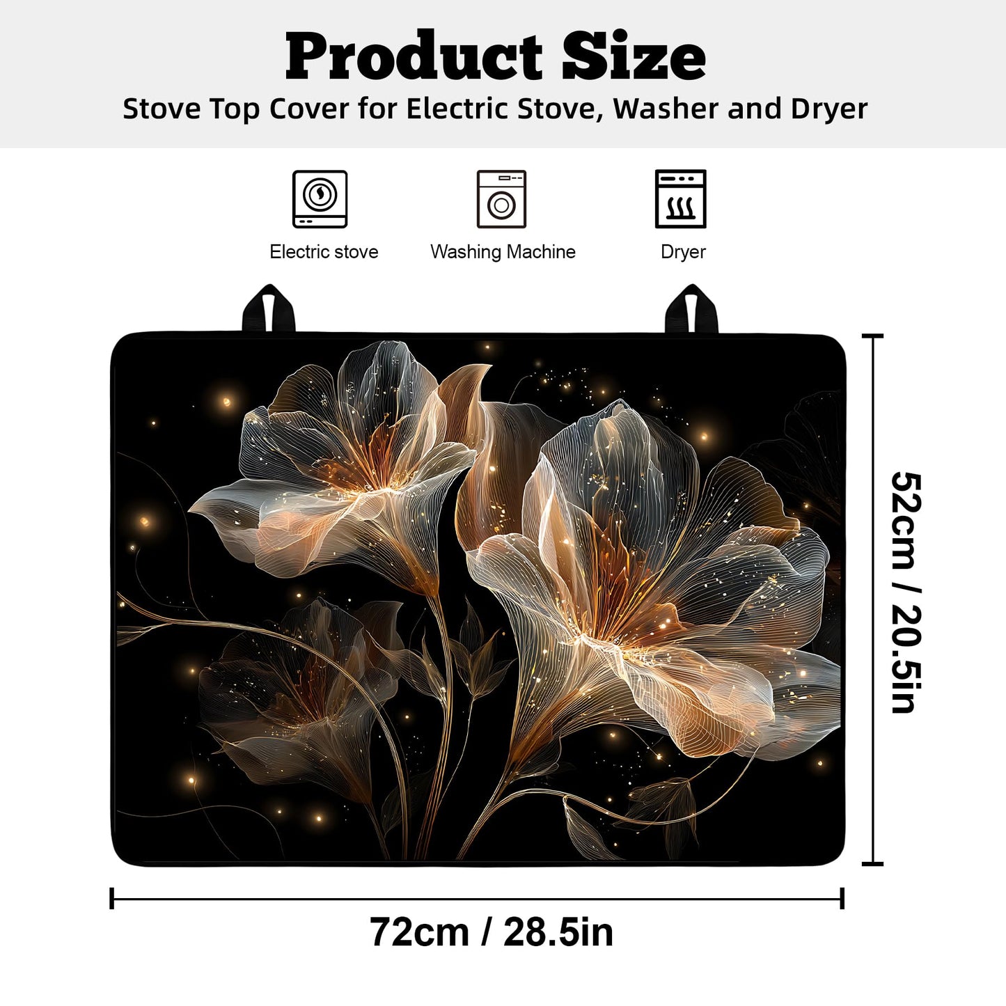AOHMPT Multi-Design Stove Top Cover for Glass/Electric Stoves - 3-in-1 Heat-Resistant Protector Mat,Christmas Theme Non-Slip Drying Rack 28"x20"
