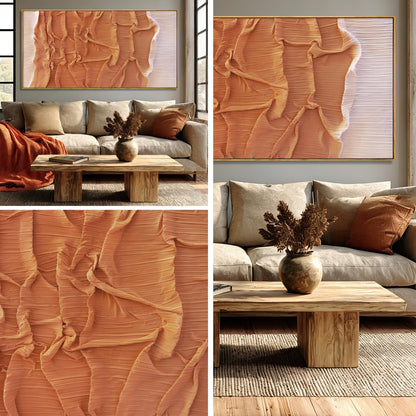 Hue7Art Modern Textured Abstract Canvas Wall Art in Warm Neutral Brown Minimalist Style Artwork for Living Room Bedroom Office Hallway Home Wall Decor 24x48 Inch