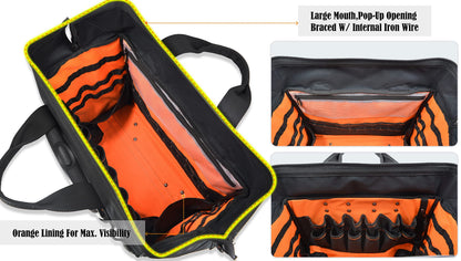 WELKINLAND 46Pockets-26" Rolling tool bag, Tools bag with wheels, Rolling tote bag, Tool tote, HVAC tools bags, Electrician tool bag, Tool bag organizer, Tool bags for men