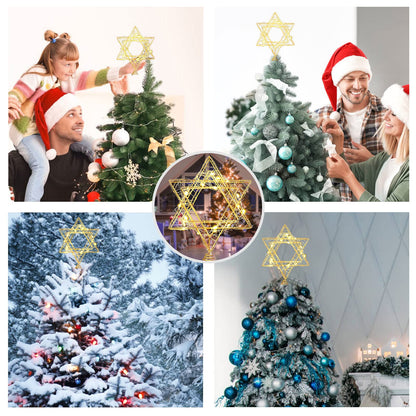 11 Inch Christmas Tree Star Topper 3AA Battery Powered Christmas Tree Topper Lighted, Gold Iron Christmas Tree Star Topper with 20LED Lights, for Christmas, Party & Home(Warm Light)