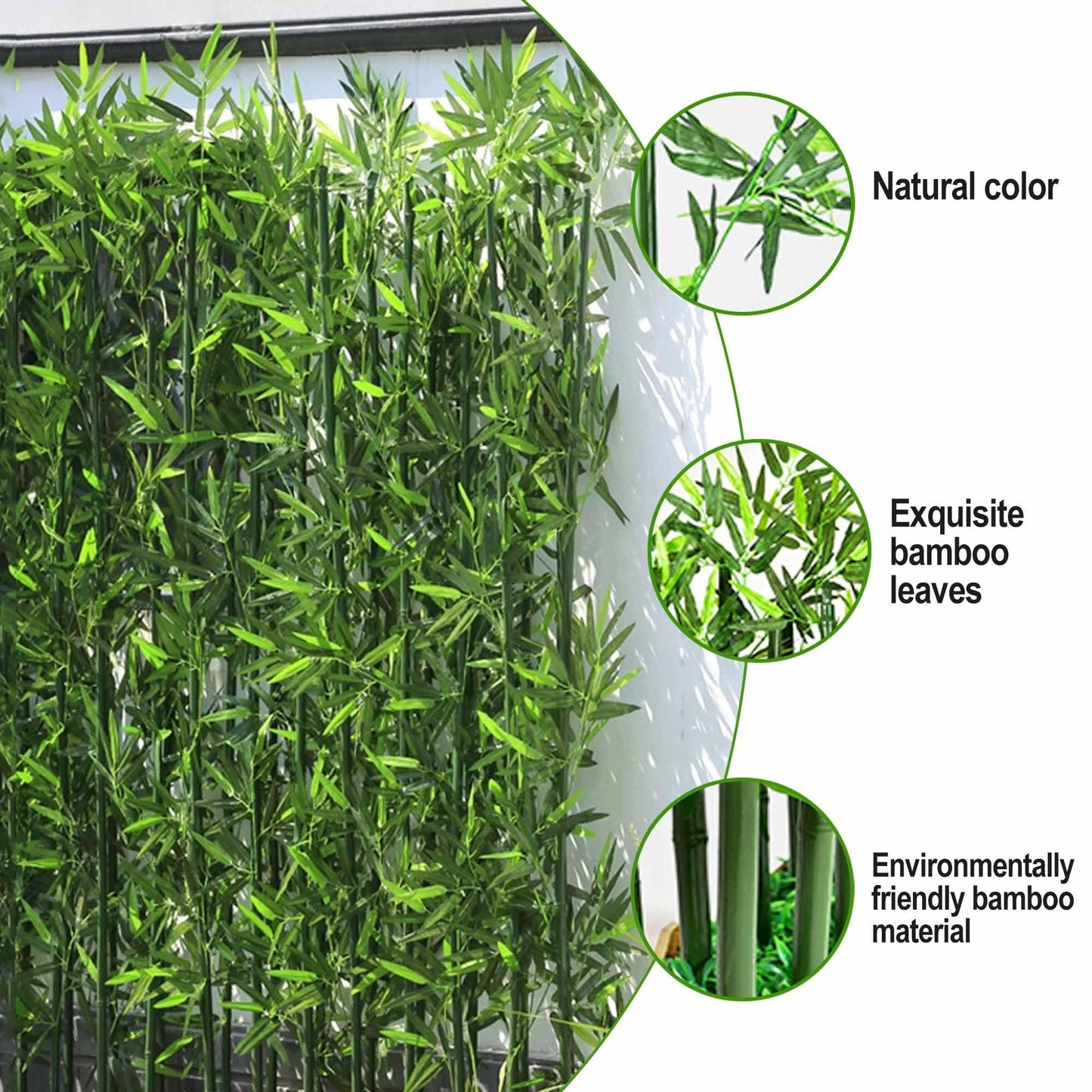 Artificial Green Bamboo Plant Balcony Privacy Screen Plants Privacy Fence for Outdoor Garden Terrace Courtyard Entrance(100cm/3.3ft)