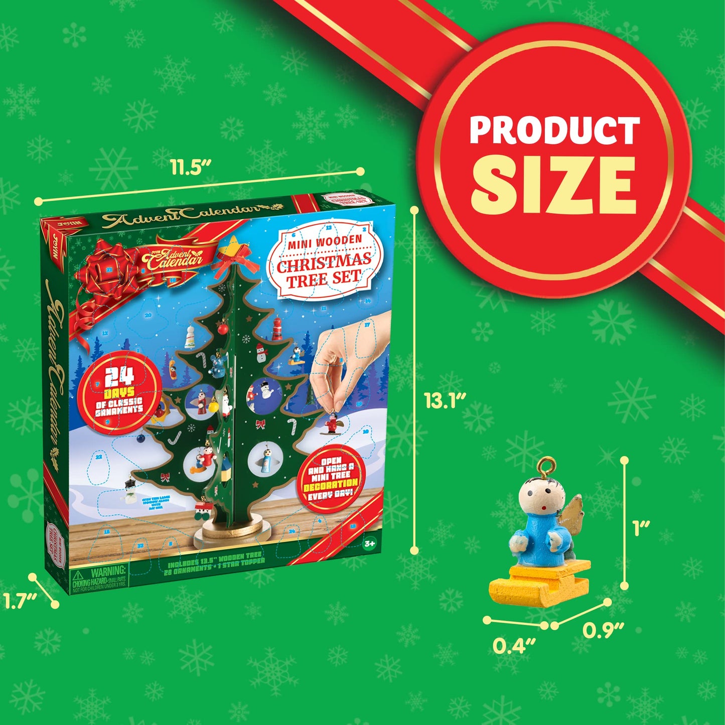 JOYIN Christmas 24 Days Countdown Advent Calendar with a Tabletop Wooden Christmas Tree and 28 Ornaments Snowman Santa Decorations for Boys, Girls and Kids Party Favors, Classroom Prizes, Xmas Gift