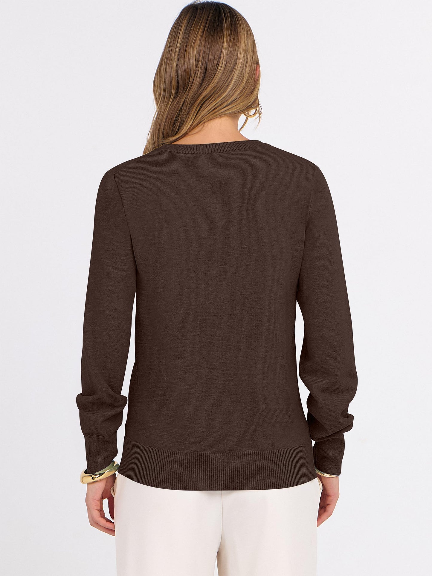 ANRABESS Womens Long Sleeve V Neck Sweaters 2025 Fall Casual Classic Soft Loose Fit Basic Pullover Jumper Top