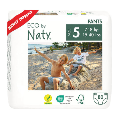 Naty Nappy Pants - Hypoallergenic and Chemical-Free Pull Ups, Highly Absorbent and Training Nappies for Boys and Girls (Size 5 – Pack of 4)