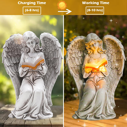 Angel Statue for Garden - 7.88 inches Guardian Solar Garden Statue, Gardening Gifts for Mom Grandma Lawn Ornaments Figurines for Outdoor Decor