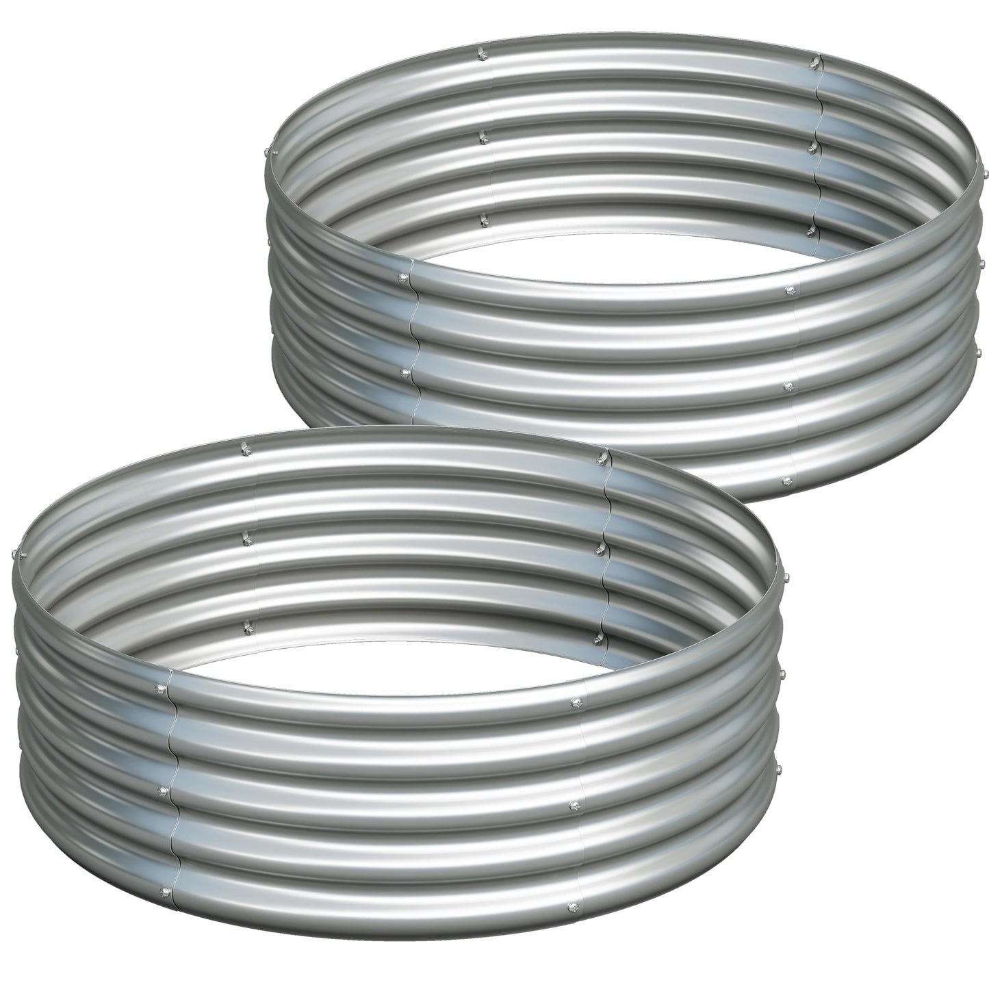 Henshwon 2PCS 3x3x1ft Galvanized Raised Garden Bed Kit-Round Garden Bed Outdoor Planter Box for Vegetables,Flowers,Herbs,Easy Assembly,Silver
